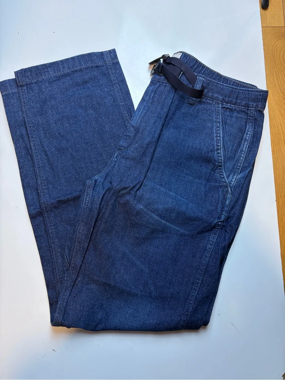 J.Crew Belted pant in Japanese neppy denim AB449